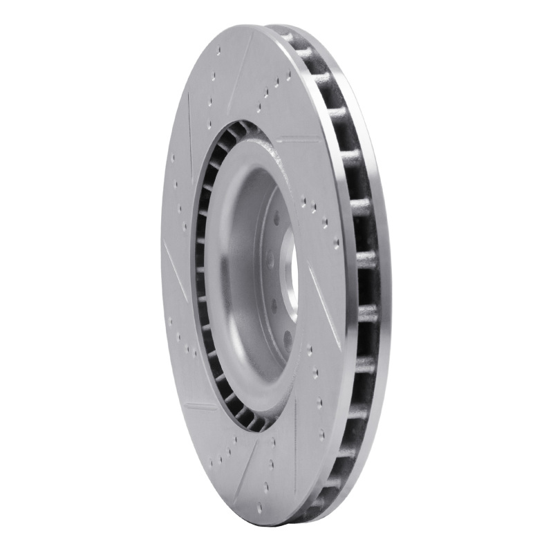 Fiat 500L Brake Rotor (1) - Front Right - R1 Concepts - Drilled & Slotted - Silver - `14-`19